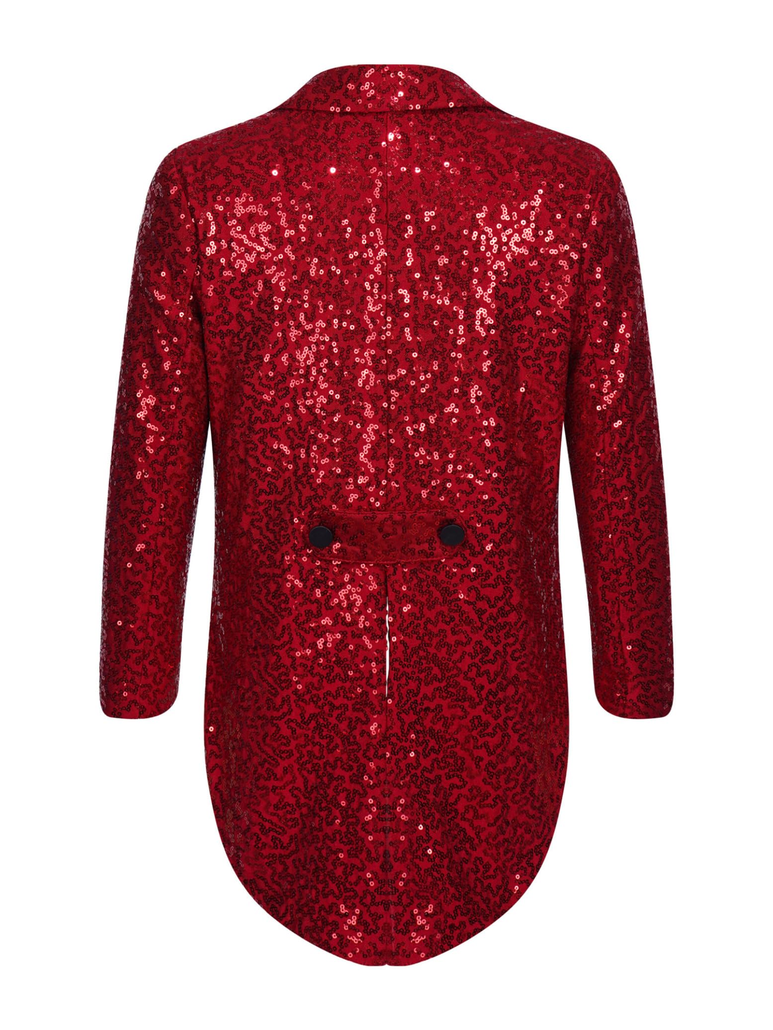 Hedmy Chaqueta Brillante de Fiesta para Niños Blazer Lentejuelas de Esmoquin con Solapa y Botones Cruzados Chaqueta de Mago 5-14 Años borgoña 11-12 años