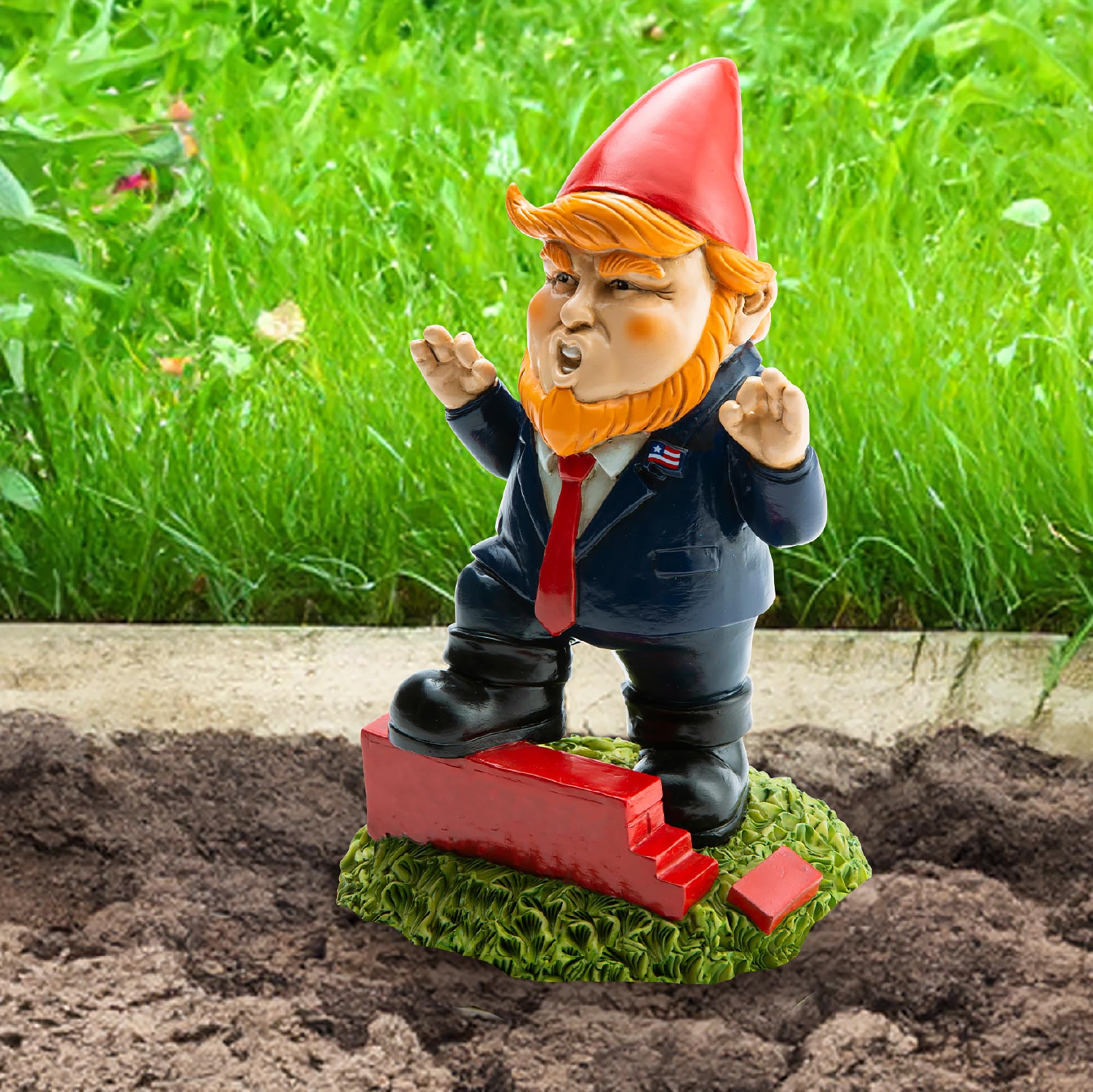 BigMouth Inc Nain de jardin présidentiel orange Overlord - Statues d'extérieur amusantes pour décoration de jardin extérieure
