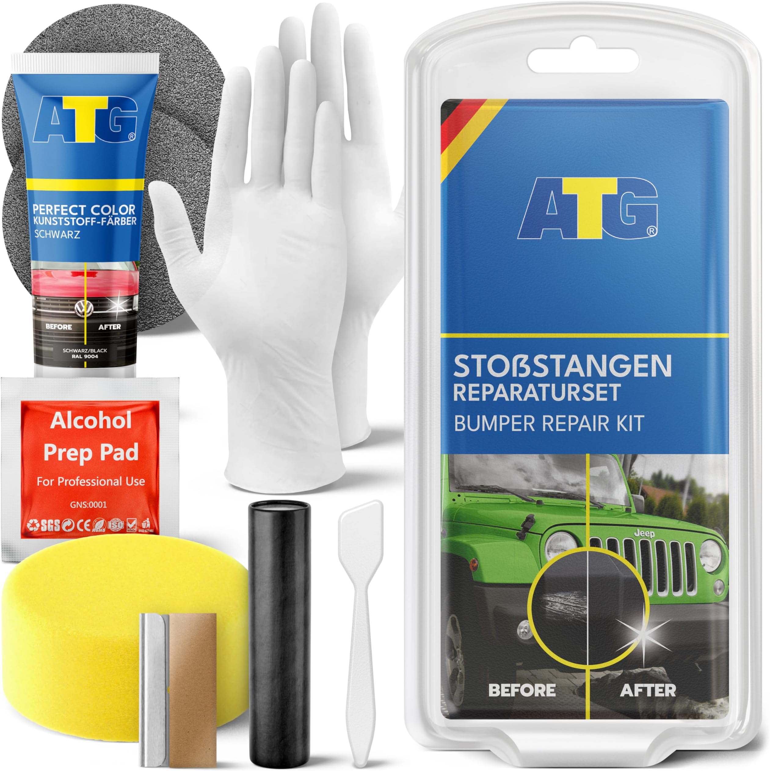 – ATG® Bumper Repair Kit Black – Plastic Bumper Repair & Filler, Fix Scratches, Cracks & Scuffs, Restore Black Plastic, Car Bumper Scratch Repair Kit