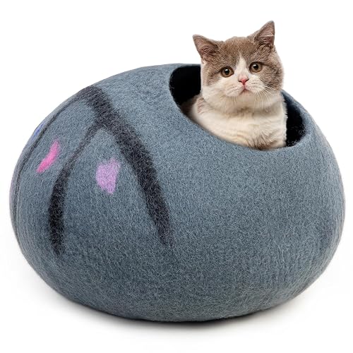 Woolygon Cama de Lana para Gatos Hecha a Mano con 100% Lana Merino