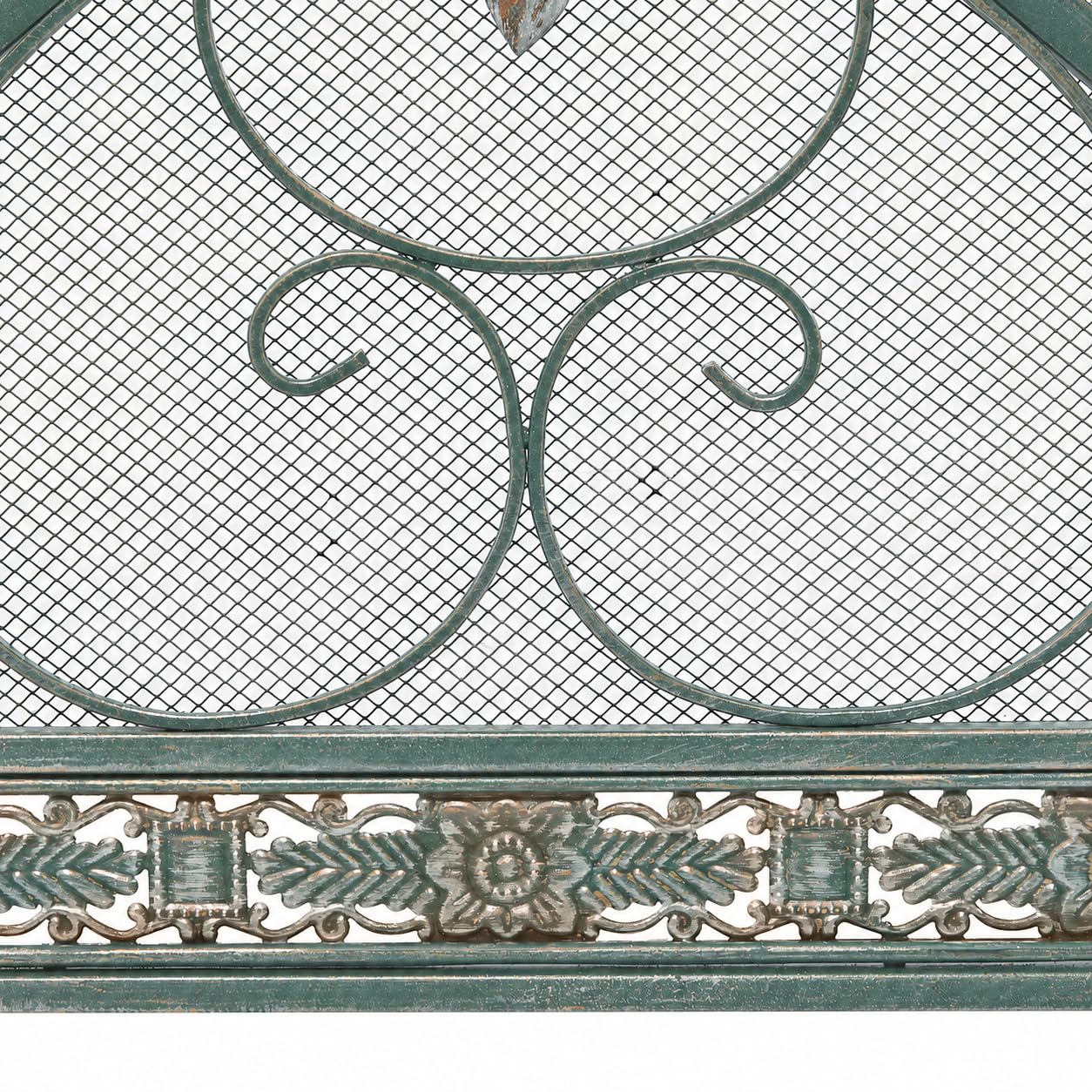 Deco 79 Malla de Malla Plegable de Metal para Chimenea, 3 Paneles, con diseños de Flor de lis y volutas, 52 x 1 x 31 Pulgadas, Color Negro