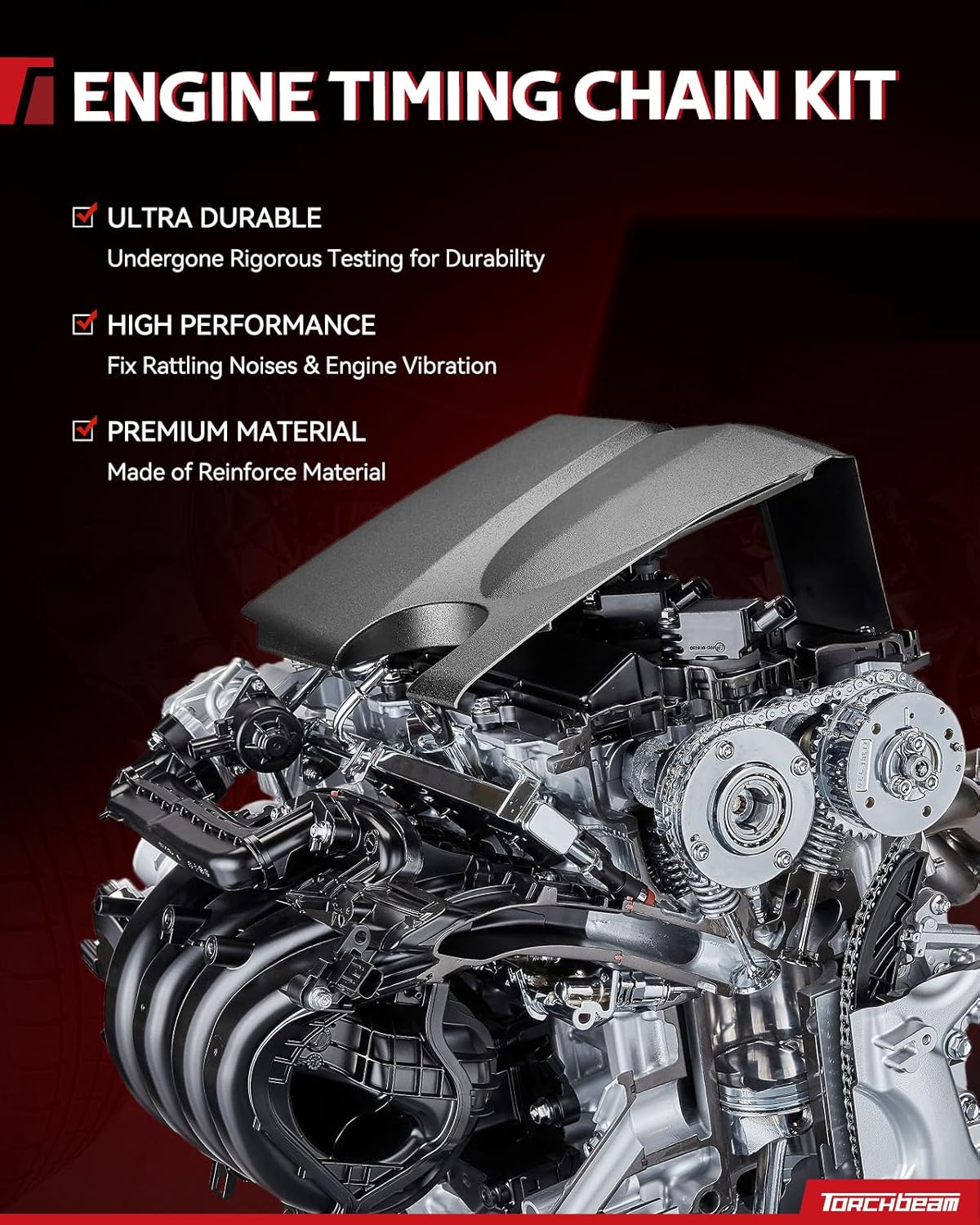 Torchbeam Engine Timing Chain Kit Sets Compatible with Ford Focus, Transit Connect, Mazda 3, MX-5 Miata, w/Cam Crank Sprocket, Oil Pump Chain Tensioner Sprocket Tensioner rail