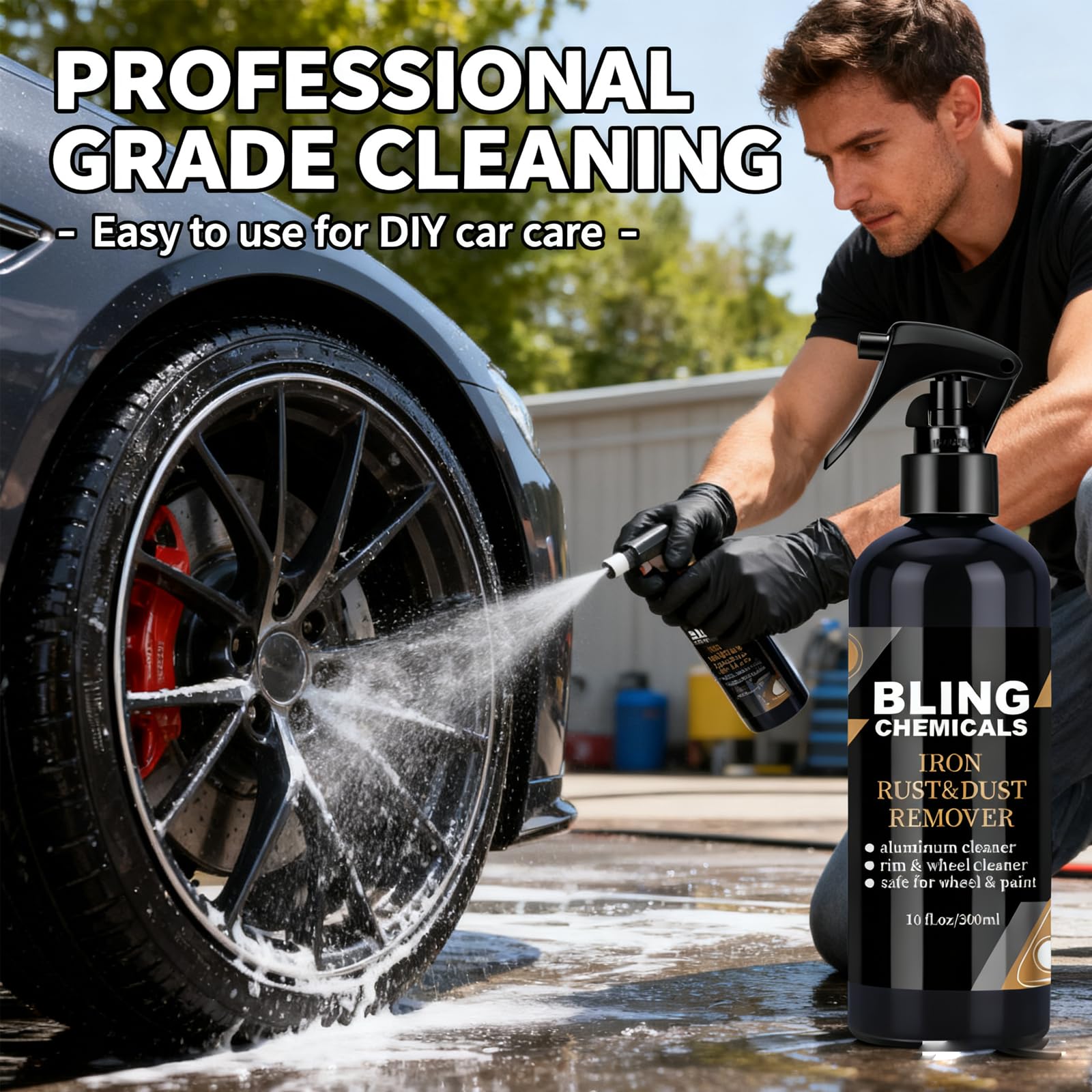 Bling Chemicals Wheel Cleaner, Aluminum Cleaner, Rim & Wheel Cleaner Spray, Removes Brake Dust & Grime, Brake Dust, Non-Acidic Tire Cleaner, Purple Color Changing, 10 fl oz (1PCS) — view 2