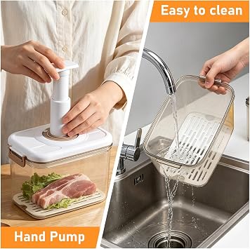 2 Pack Vacuum Food Storage Containers with Pump, 2.7L + 4.6L