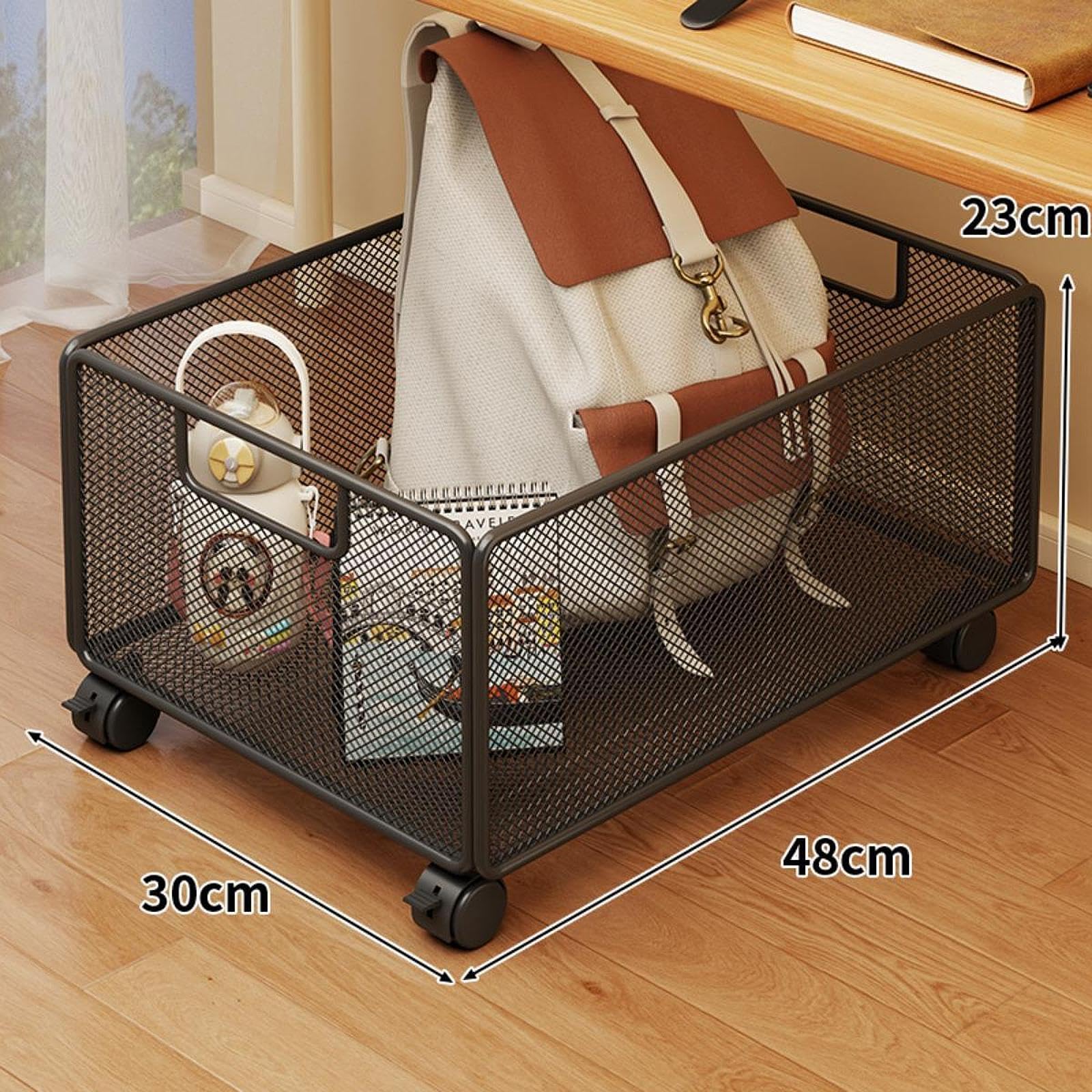 Carrello Portaoggetti sotto Scrivania Scaffale Organizzatore Documenti Libreria Mobile Ruote Facile da Spostare Adatto per Uffic, L