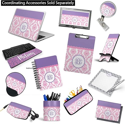 Miniatura 6 de Carpeta personalizada de 3 anillas damasco rosa, blanco y morado, 1 pulgada