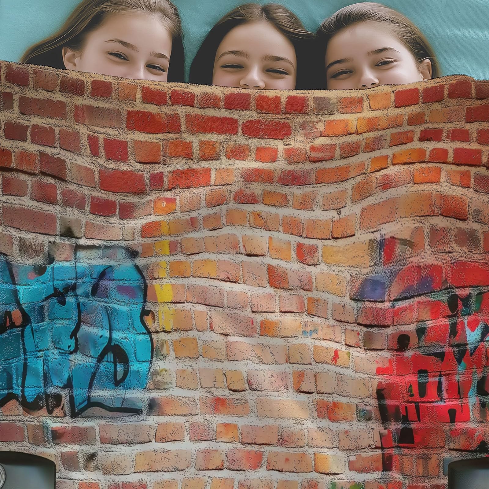 Koc polarowy z mikrofibry 220 x 240 cm, kreskówkowe studio 3D z cegły druk miękka flanelowa pluszowy koc na łóżko dla dorosłych i dzieci kemping, czerwony
