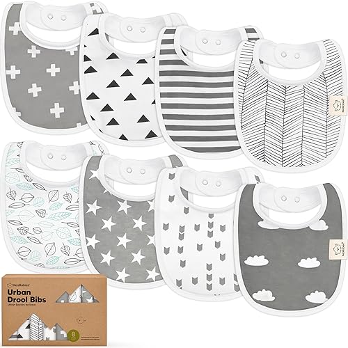 Paquete de 8 baberos orgánicos para bebés, para niñas y niños, baberos de dentición para niños y niñas, baberos para recién nacidos para niñas y