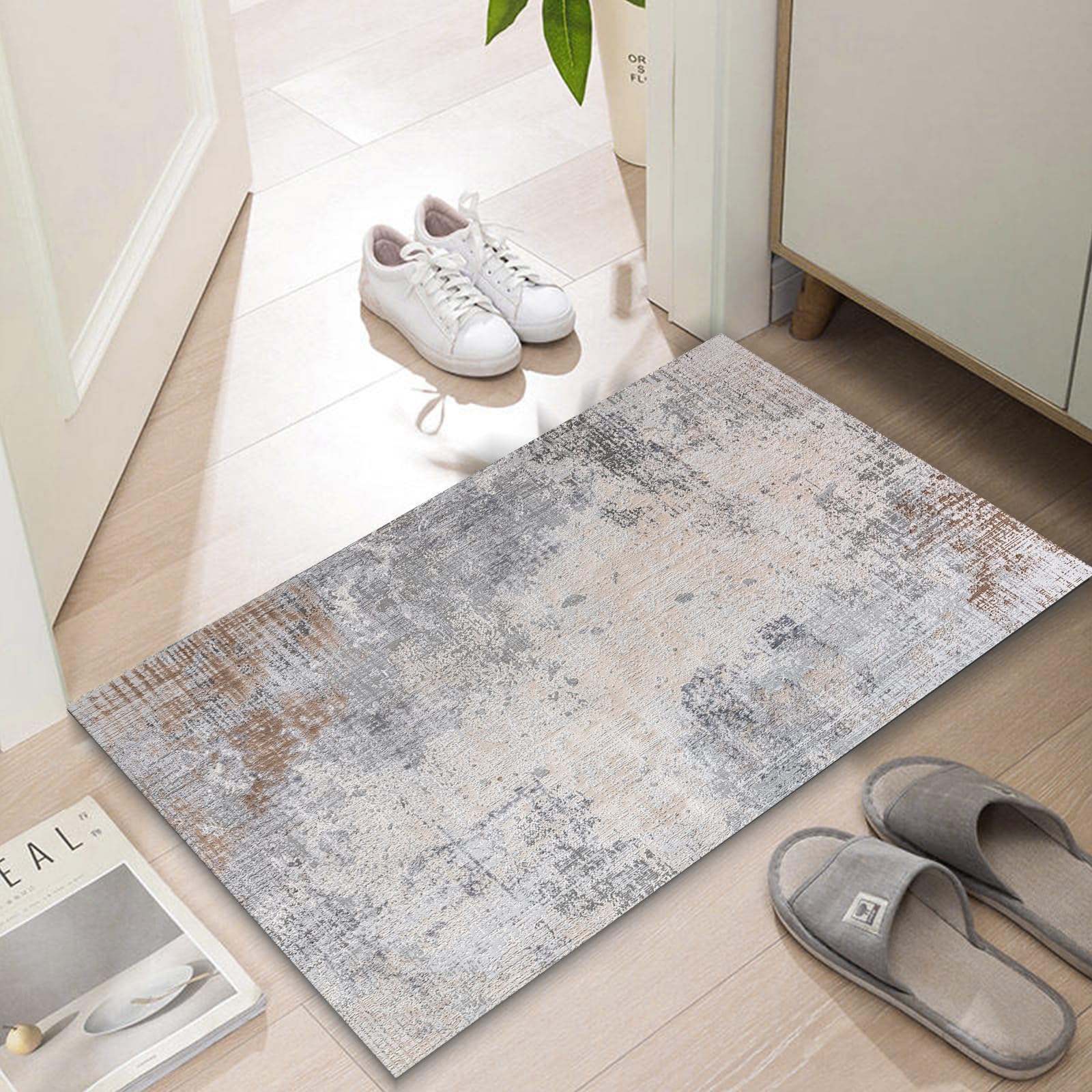 LYGLIGH Ultra Thin Door mat for Inside Entry, 1/10 Inch Non-Slip Rubber Backing Entryway Rug, Absorbent Washable Floor mats for Bathroom, 30'' x 17'' — image 1
