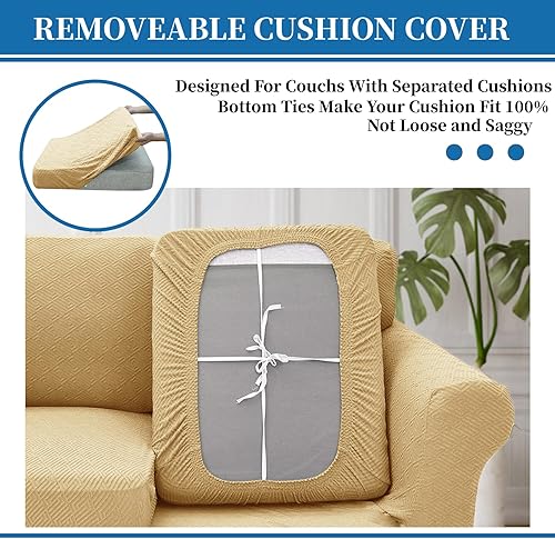 Miniatura 10 de Fundas de sofá extra grandes de 4 piezas para sofá de 3 cojines, funda súper elástica para 3 cojines de asiento grandes, funda universal para sala