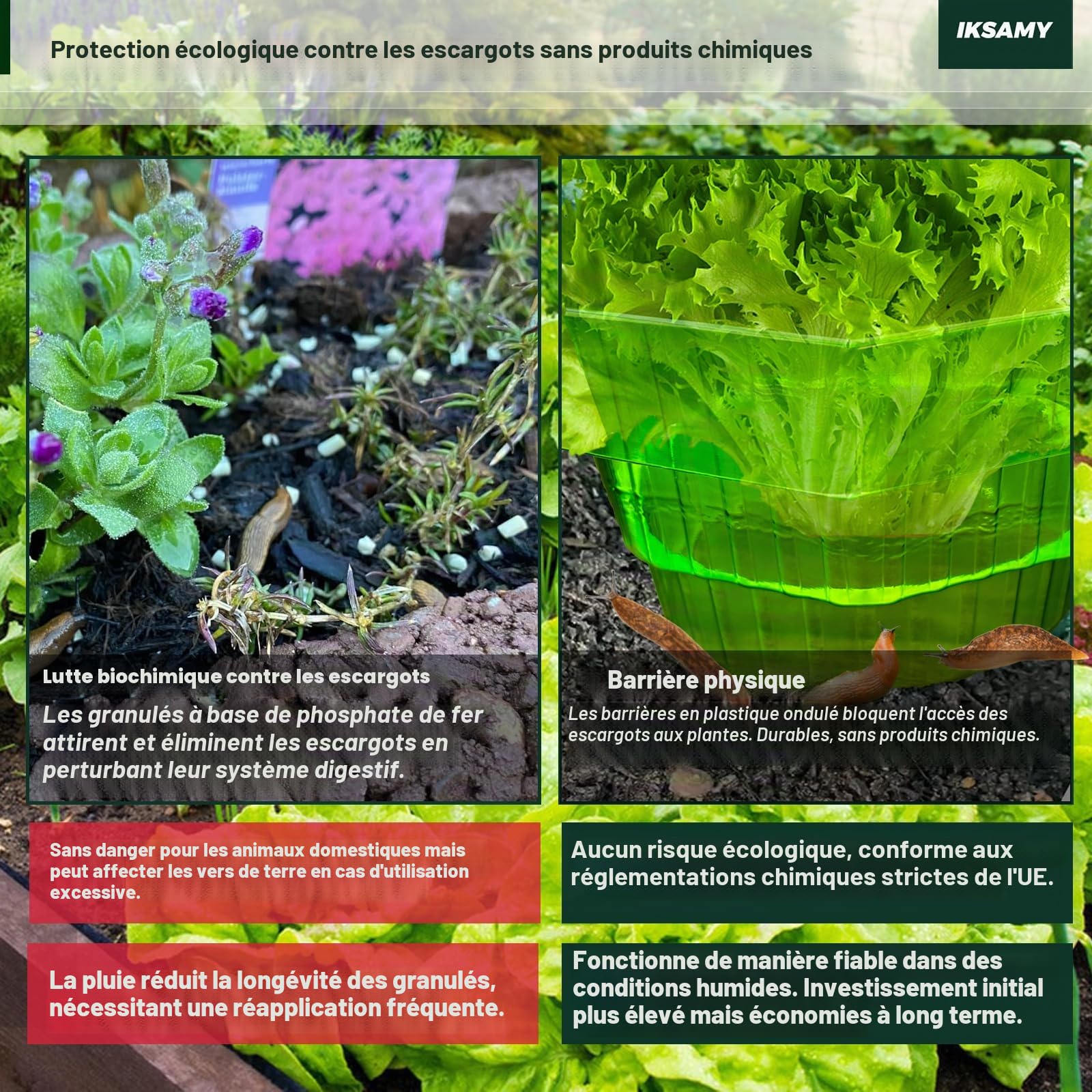Lot de 20 Colliers Anti-limaces et escargots - Protection Contre Les escargots - sans Poison - en Plastique - pour Plantes et Jardin - Vert (Bord Anguleux)