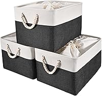 Vista 11 de HOdo Home 3 contenedores de almacenamiento de tela de 15.8 x 11.8 x 9.5 pulgadas, con cierre de cordón y 2 asas resistentes, canastas