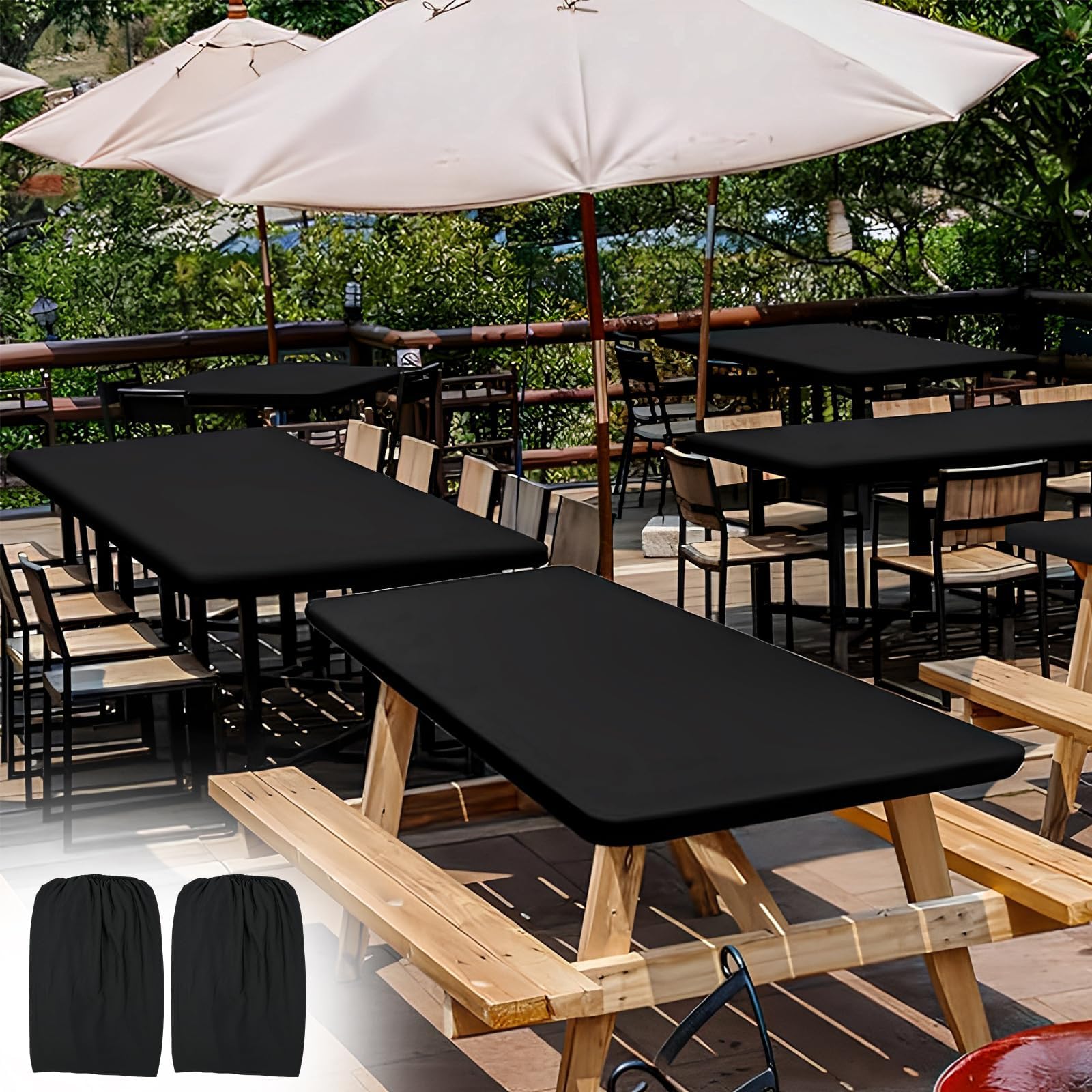 2 Pcs Rectangle Table Cloth Elastic Fitted Fabric Tablecloth Enduring Waterproof 30" x 72" Table Cover Reusable Table Cloth Easy Clean Machine Washable Tablecloth for Picnic Camping Indoor Outd