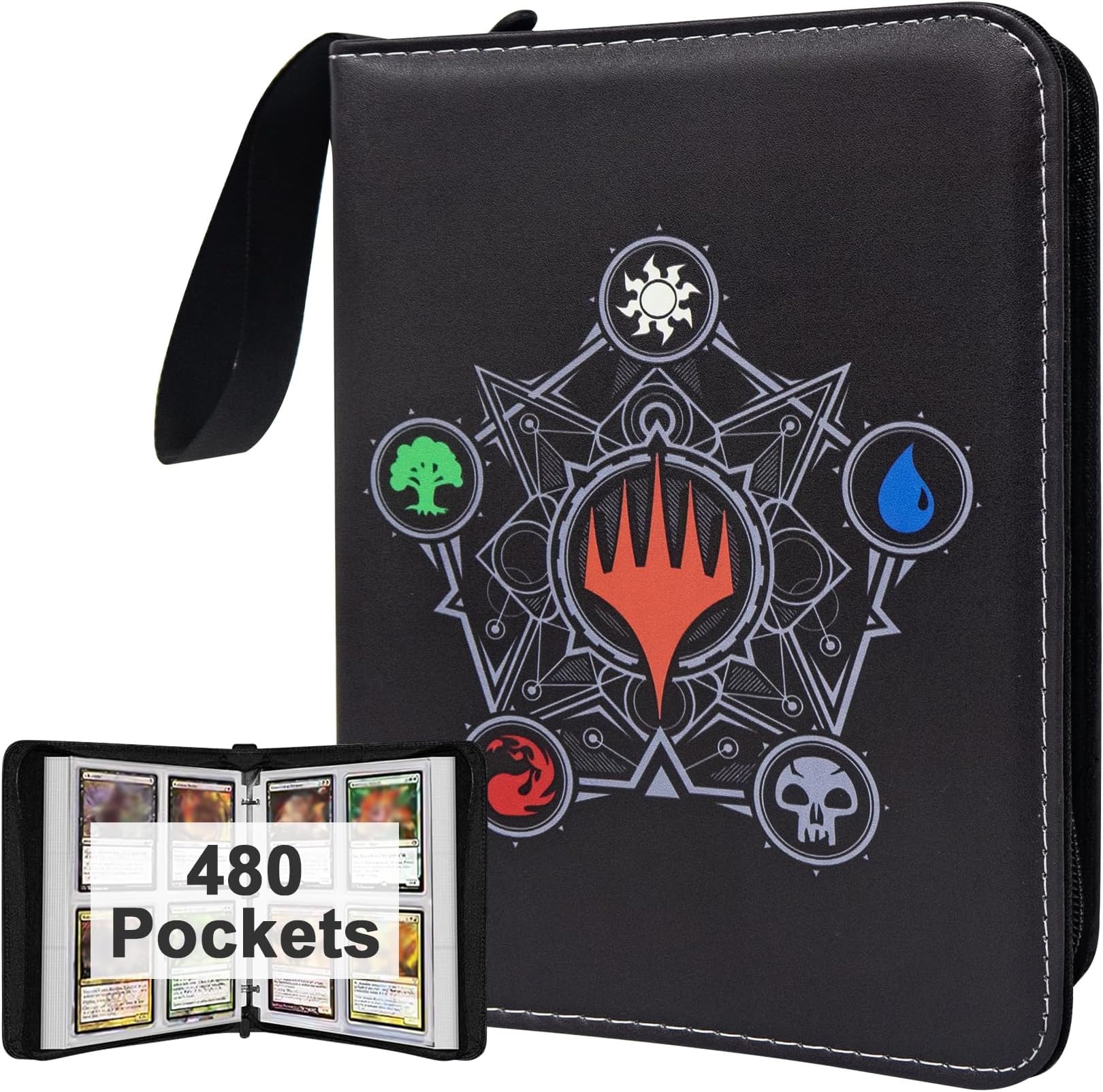 480 Pockets MTG Card Binder for Magic Cards,Portable Waterproof Storage Bag with Removable Sleeves for MTG Cards Collectors