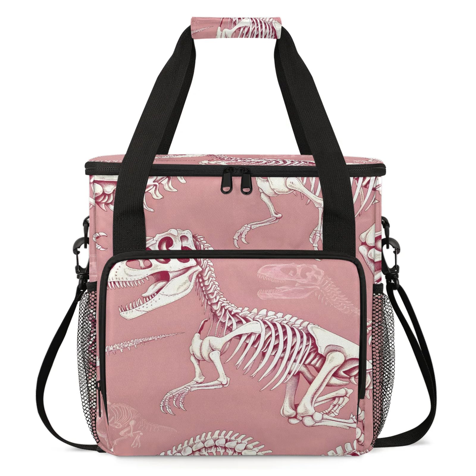 Adornori Dinosaur Skull Bone Coffee Maker Carring Bag, Large Insulated Storage Organizer Case Tote Bags with Shoulder Strap for Travel Work Picnic