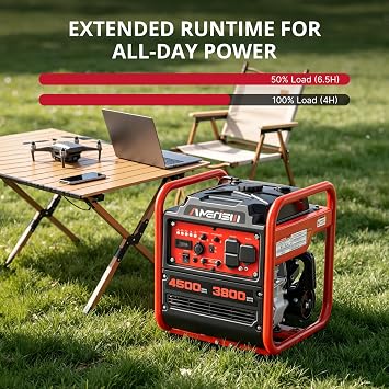 AMERISUN Open Frame Gas Inverter Generator 4500W,CO Sensor,Parallel Ready