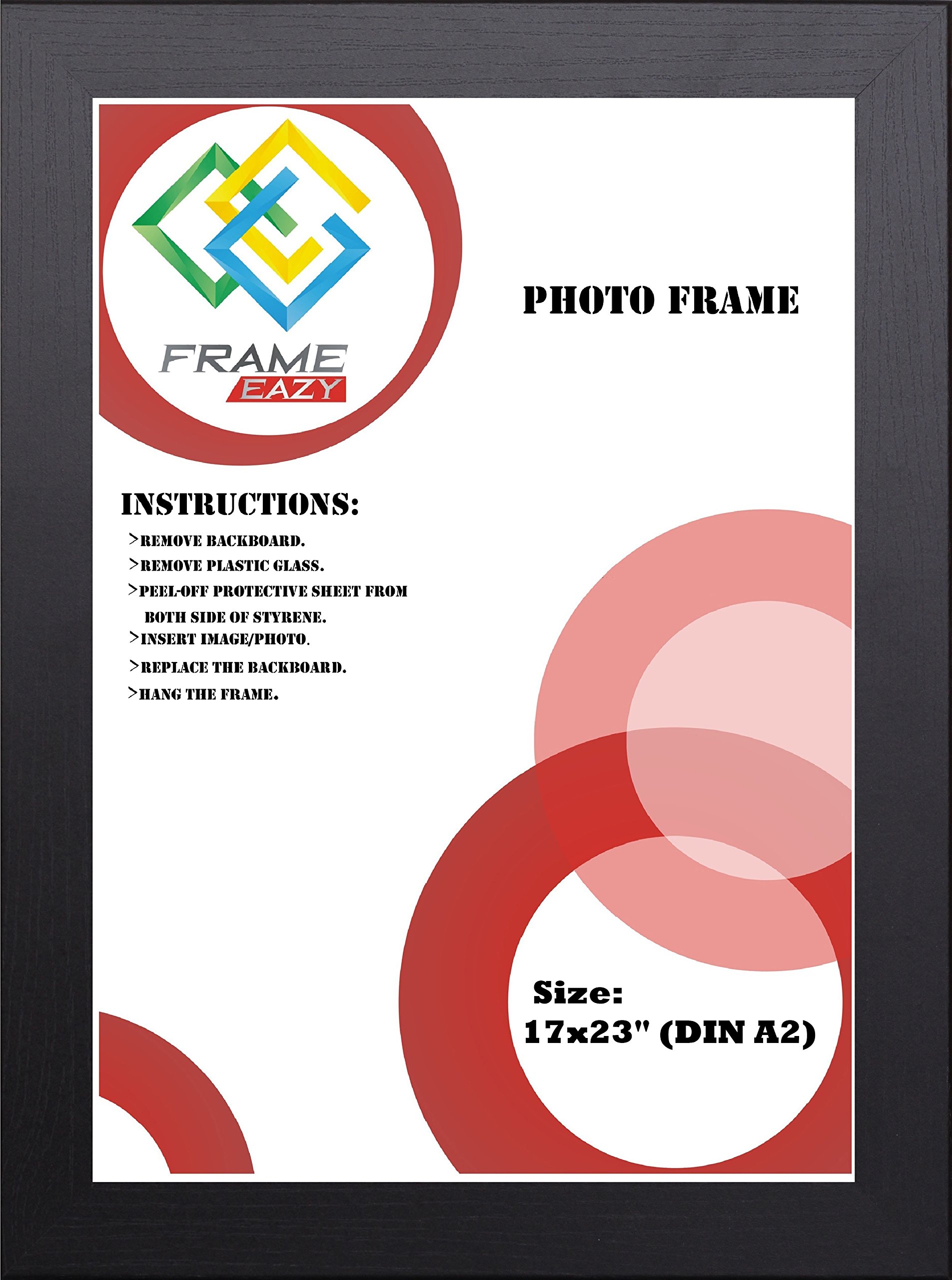 Frameeazy Plain Moulding Frame, Black,17x23",(DIN A2)