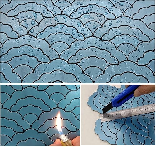 Miniatura 3 de XUANINY Azulejos metálicos para salpicaduras de 11 hojas, autoadhesivo, mosaico de aluminio en forma de nube, adhesivo de pared 3D para cocina,