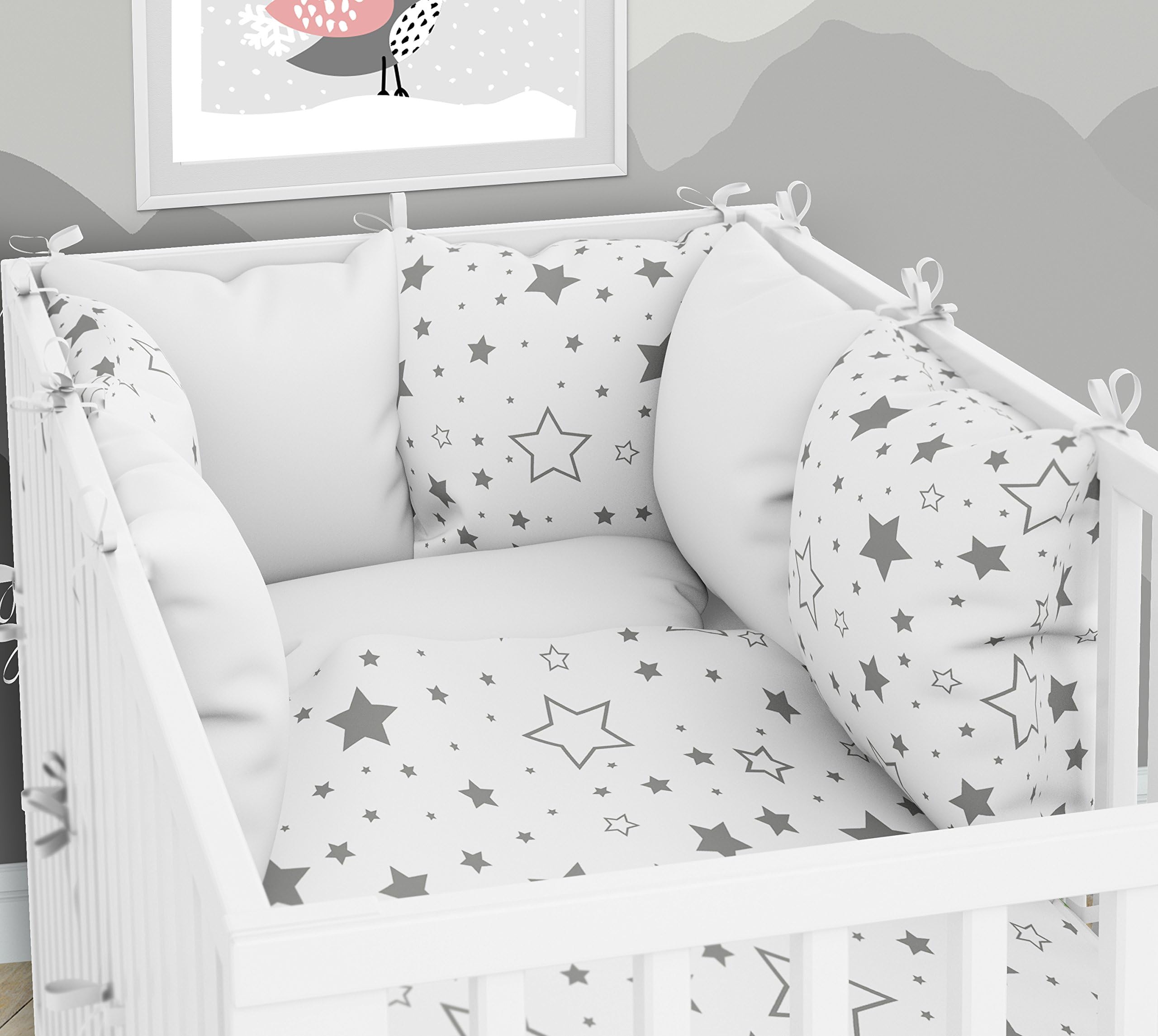 Pillow Cot Bumper, Six Pillow Velvet Cot Covers 70 x 140 cm