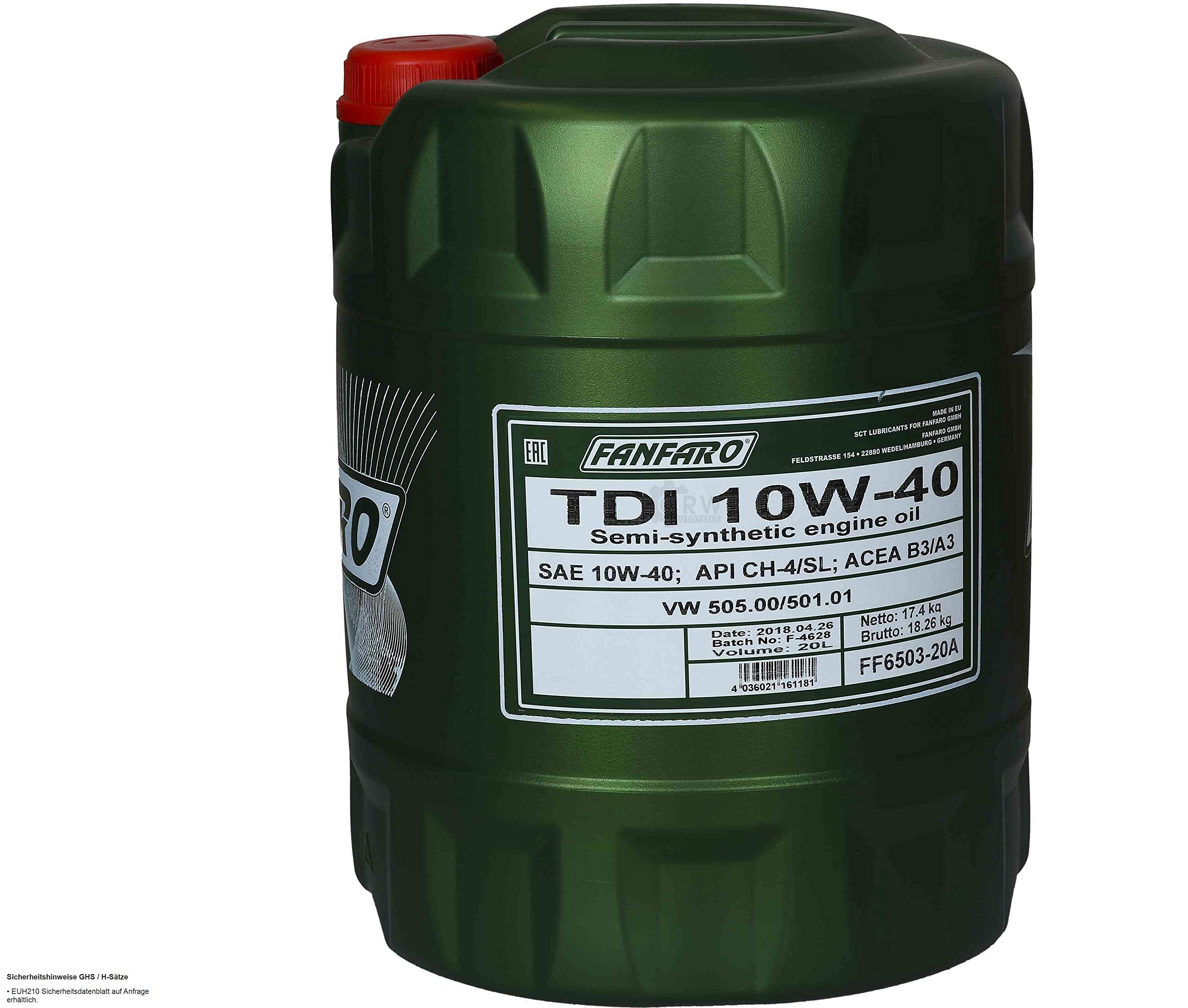 Aceite de motor Fanfaro TDI 10W-40 4 x Mannol motor Flush aditivo 20 l