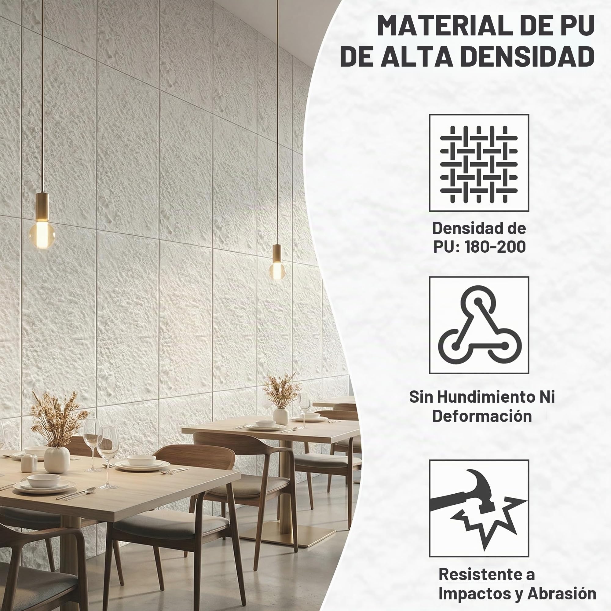 YRHome Paneles de pared 3D de poliuretano, aspecto de piedra, 120 x 60 cm, antracita, 2 unidades (1,44 m²), 3 cm de grosor, resistentes al moho y fáciles de limpiar, para cocina y salón