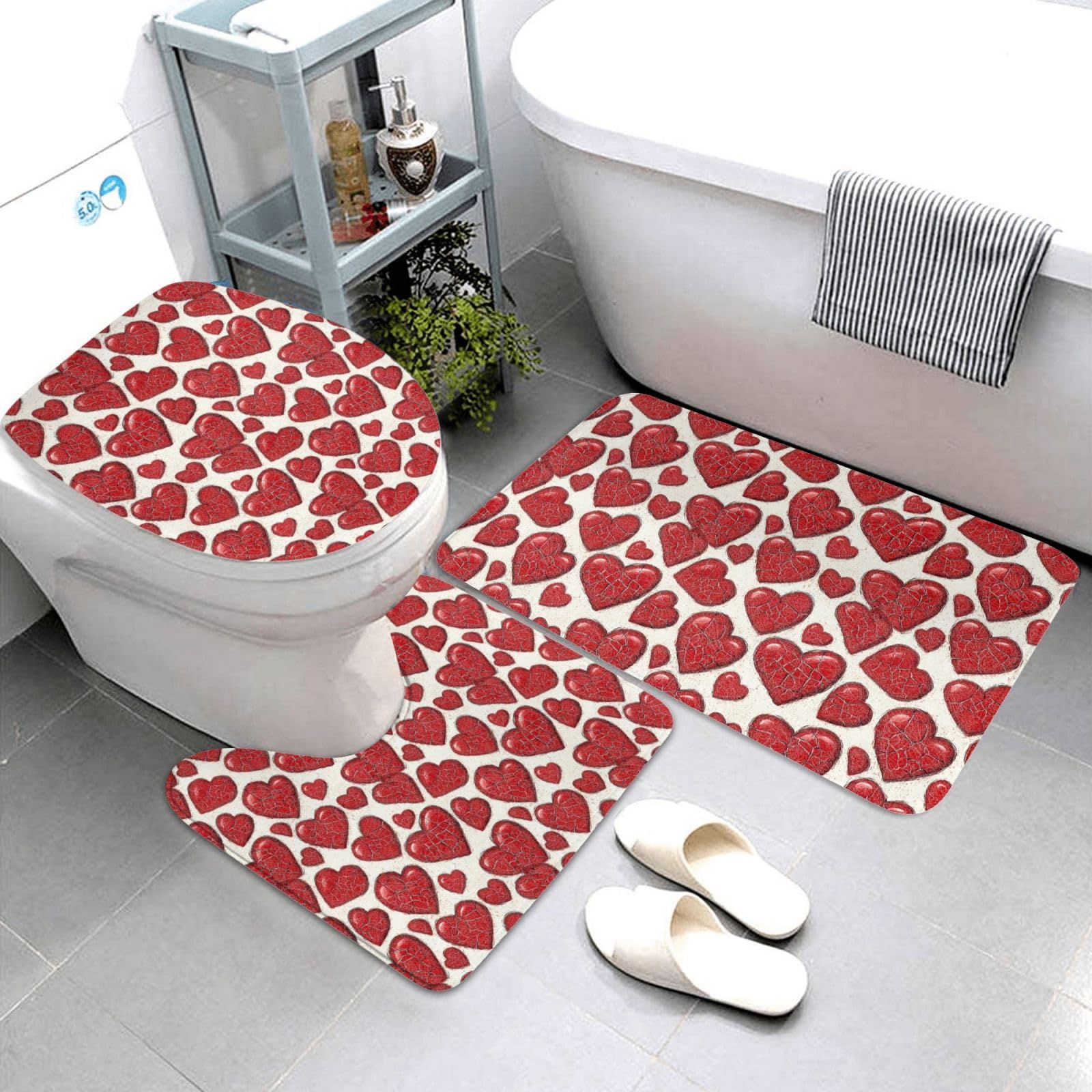 Housse pour abattant de toilette en forme de U et tapis de bain