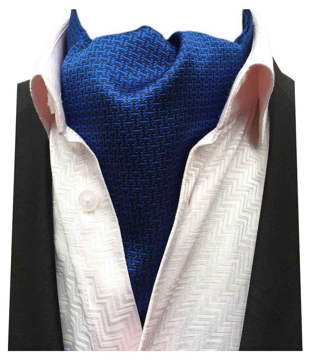 Men's Plaid Houndstooth Jacquard Woven Self Cravat Tie Formal Ties Ascot