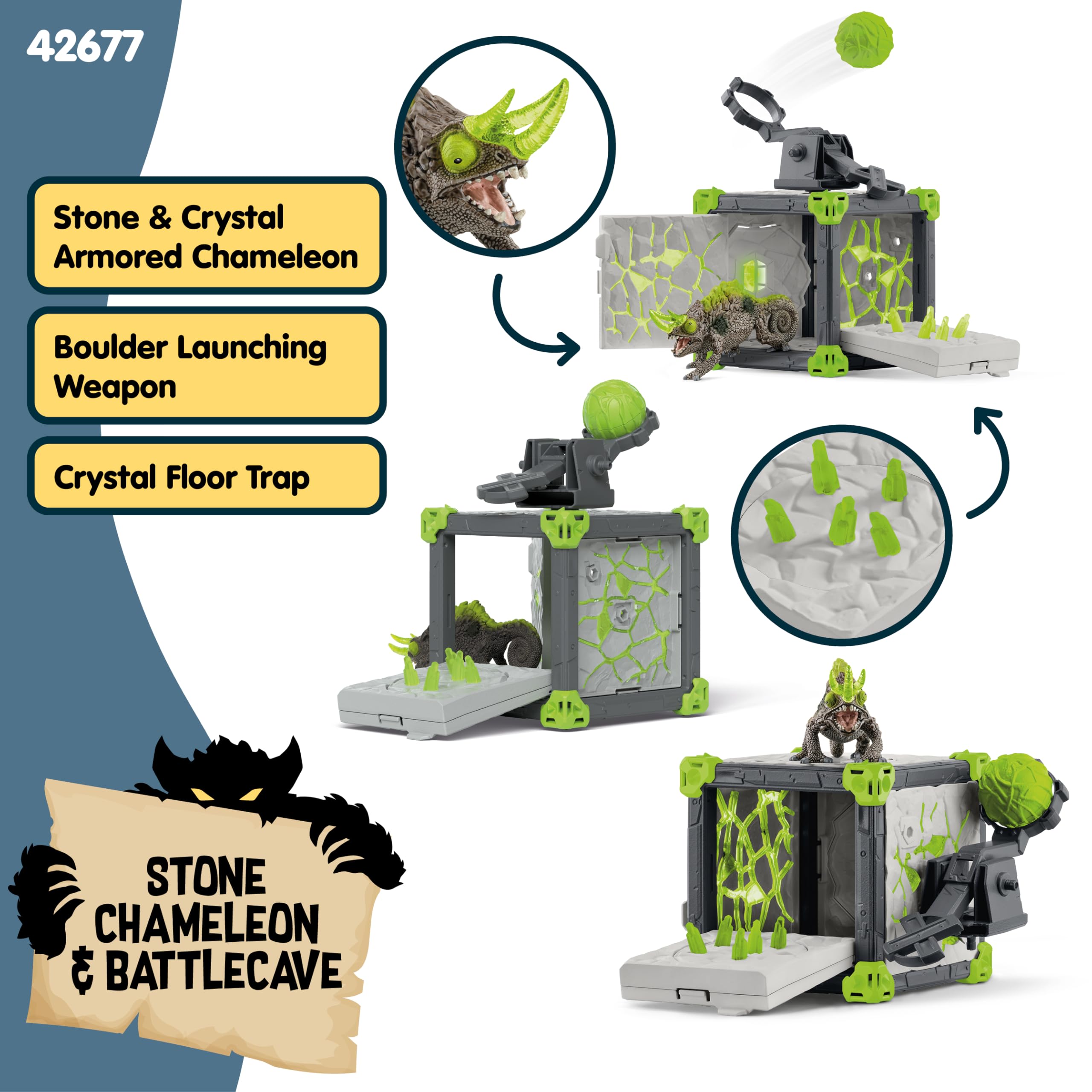 schleich 42677 Kamienny Kameleon z Jaskini Bitewnej., od 7 lat, ELDRADOR CREATURES - Zestaw do zabawy, 34 kawałki
