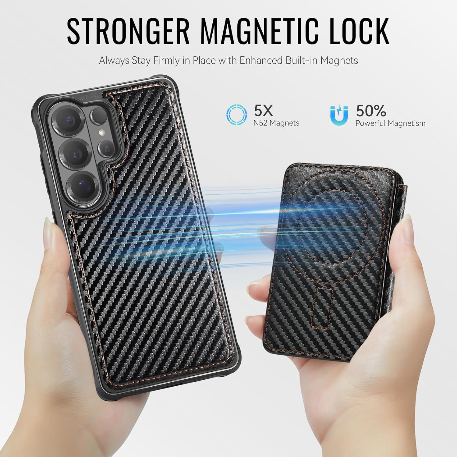 for Samsung Galaxy S26 Ultra Case Wallet Compatible with Magsafe, RFID Blocking Magnetic Card Holder 2 in 1 Detachable Kickstand Shockproof Phone Case for Galaxy S26 Ultra 6.9" Carbon Black