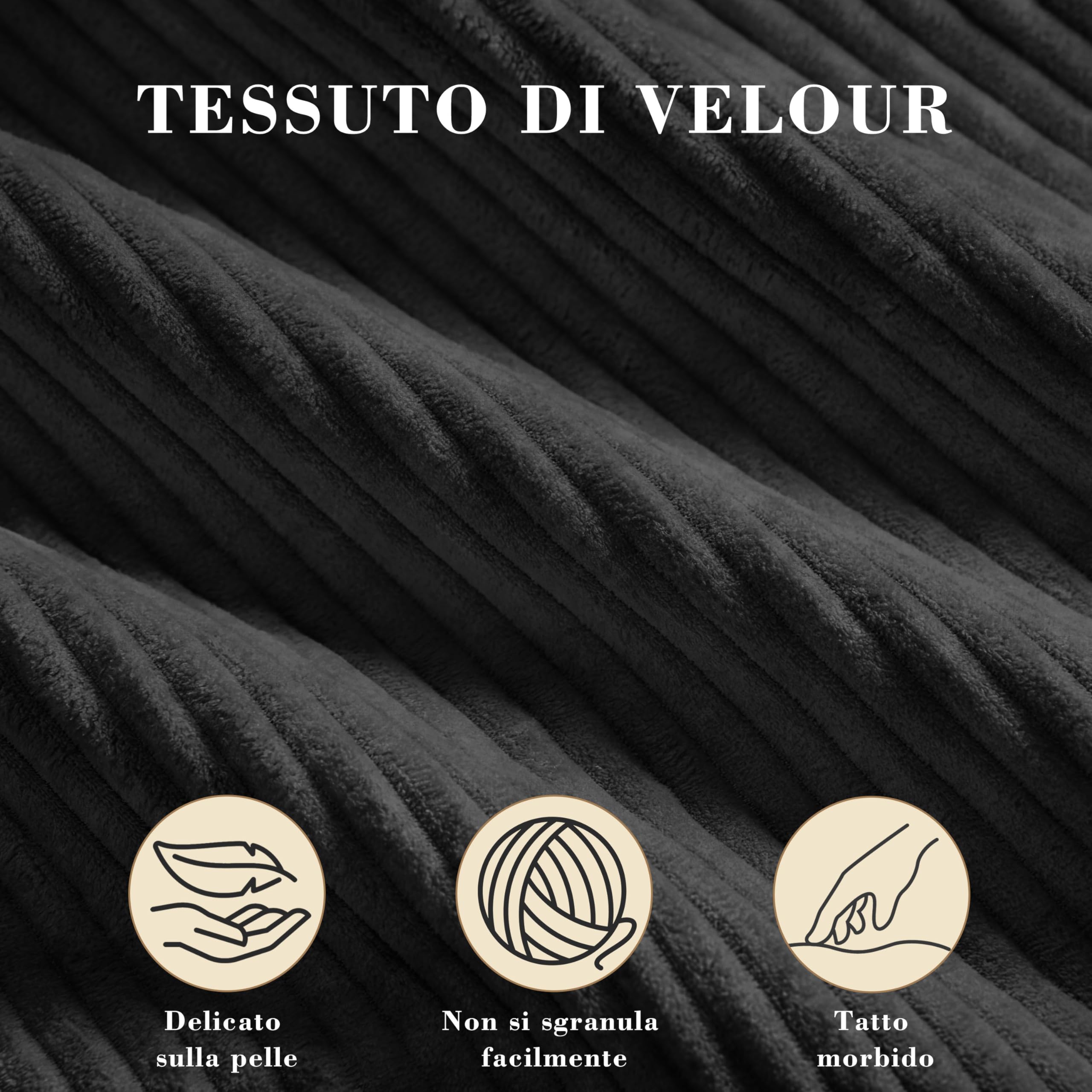 Vipbear Divano 4 Posti con 1 Pouf, Divano Cloud in Tessuto di Velluto a Coste con Seduta Profonda Imbottita, Seduta Extra Profonda e Morbida, Modulare Divano a L per il Soggiorno, Nero