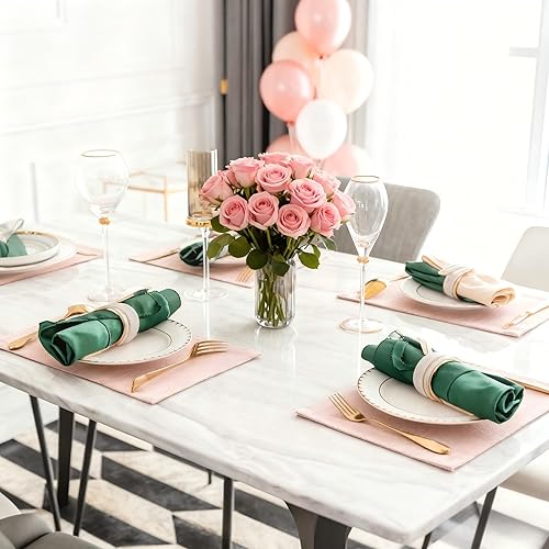 Miniatura 3 de Home Brilliant - Manteles individuales de lino Gris ceniza,Rosa bebé,Negro -,Marrón,Borgoña,Arpillera,Crema,Gris Oscuro,Pasto