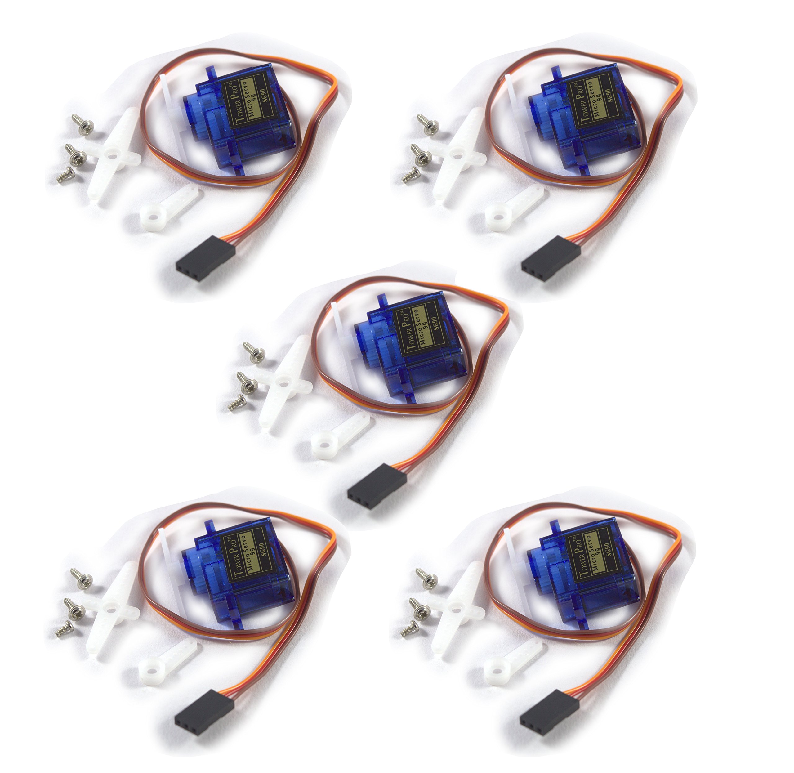 Electrobot 5 Pcs Sg90 Servo 9G Motor Tower Pro RC Robot Helicopter Airplane Boat Controls