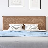 Vista 13 de Merrick Lane Marta - Cabecera de madera tamaño Queen, cabecero ajustable con patrón de espiga en color gris lavado
