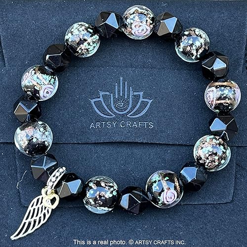 Miniatura 4 de ARTSY Crafts Glow in the Dark Firefly Beads + Natural Gemstone Bracelets, Handmade in USA