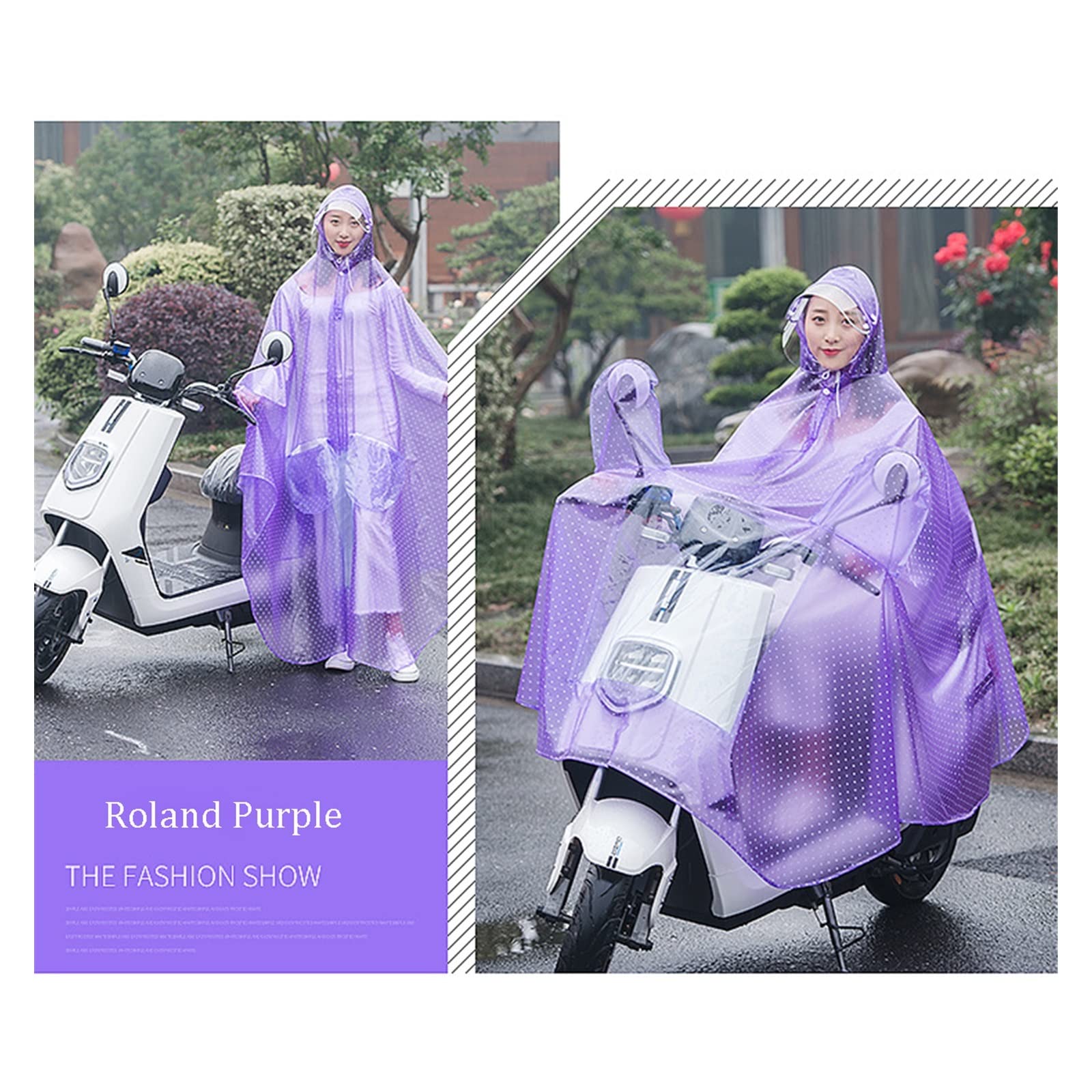 Peleryna przeciwdeszczowa rowerowa Poncho przeciwdeszczowe z kapturem z PVC Wiatroszczelne unisex na rower Ebike Motocyklowy pokrowiec na hulajnogę(Sky Blue,Twin)