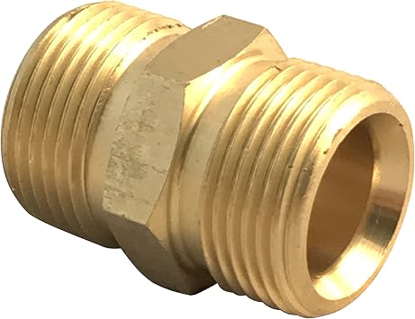 Pressure Washer Hose to Hose Coupling M22 Male to M22 Male Brass Connector Extend High Pressure Hoses Compatible with Standard Fittings Durable Threaded Adapter