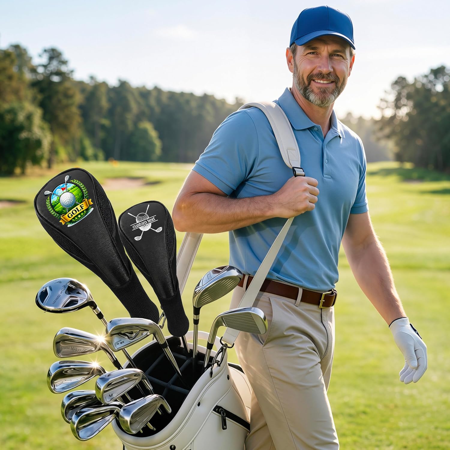 Personalized Golf Head Covers – Custom Golf Club Headcover with Name or Logo, Sock Style Driver, Fairway Wood & Hybrid Headcover