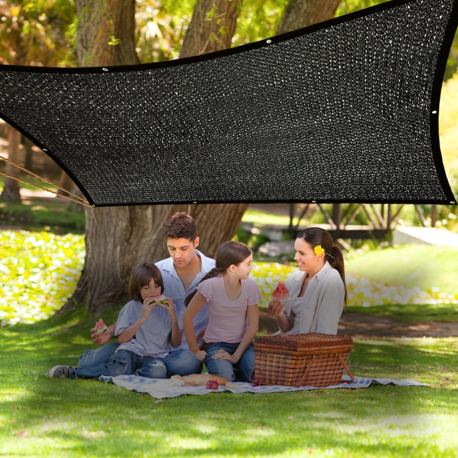 Rete ombreggiante con occhielli, 1 x 2 m, colore nero, per giardino, terrazza, 70% ombreggiatura, resistente ai raggi UV, per pollaio, giardino, rete solare
