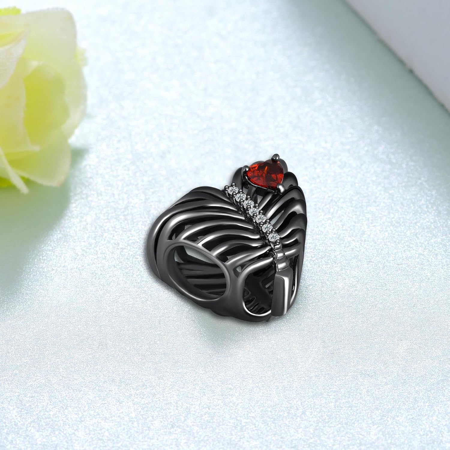 Goth Charms 925 Sterling Silver Rib Charms for Bracelet Necklace Gothic Rib Jewelry Gifts for Women