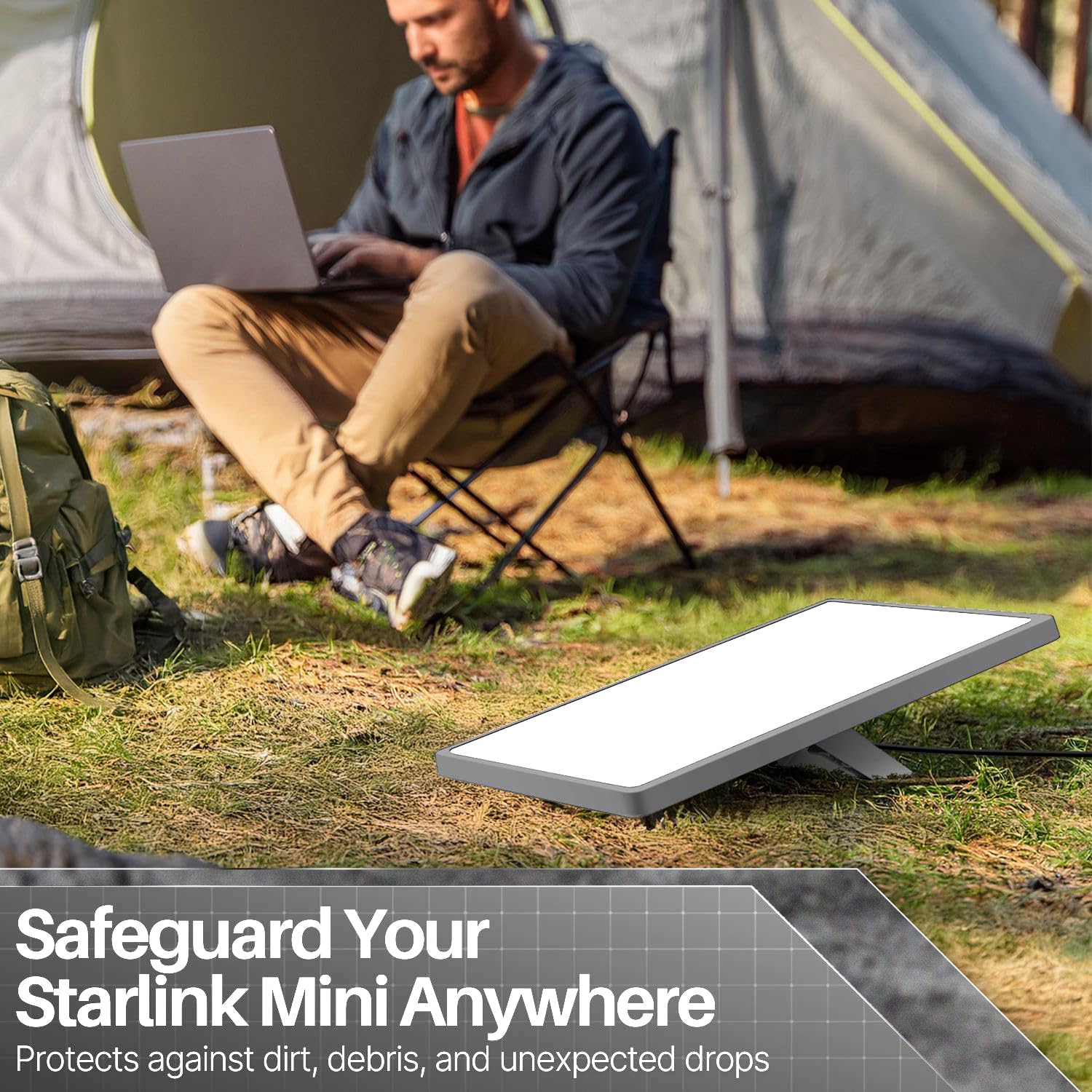 TNP do Starlink Mini pokrowiec - ochronne silikonowe etui na antenę satelitarną Starlink Mini - odporny na wstrząsy ochraniacz pełna osłona z naklejką antyrefleksyjną na zewnątrz, w podróż, kemping