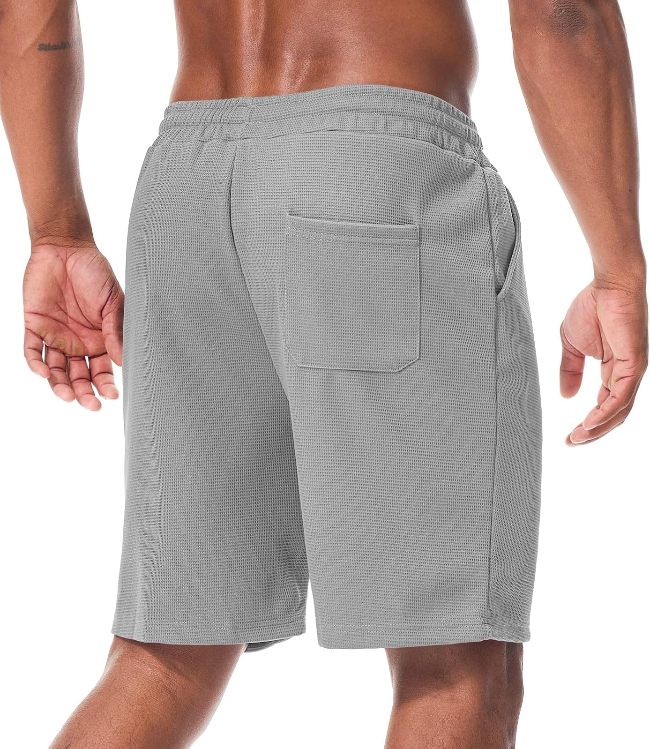 Mens Casual Shorts Elastic Waist Drawstring Lightweight Shorts Stretch Summer Beach Shorts for Men with Pockets - Image 3