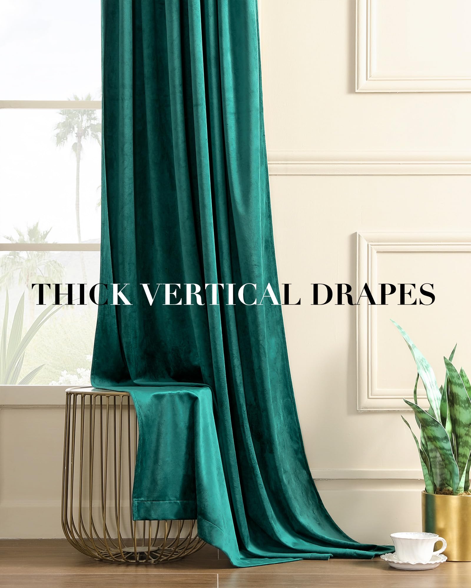 Blackout Curtains For Bedroom Nemia Dark Green Velvet Curtains For Bedroom  Window, Rod Pocket Thermal Pleated Curtains, image size:1600x2000