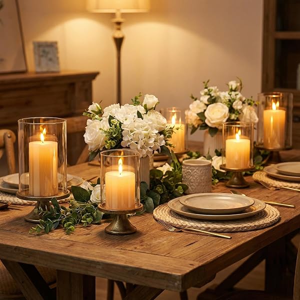 Elegant Dining Table Centerpiece Ideas to Try 56 Glass Dome Hurricane Candle Holders