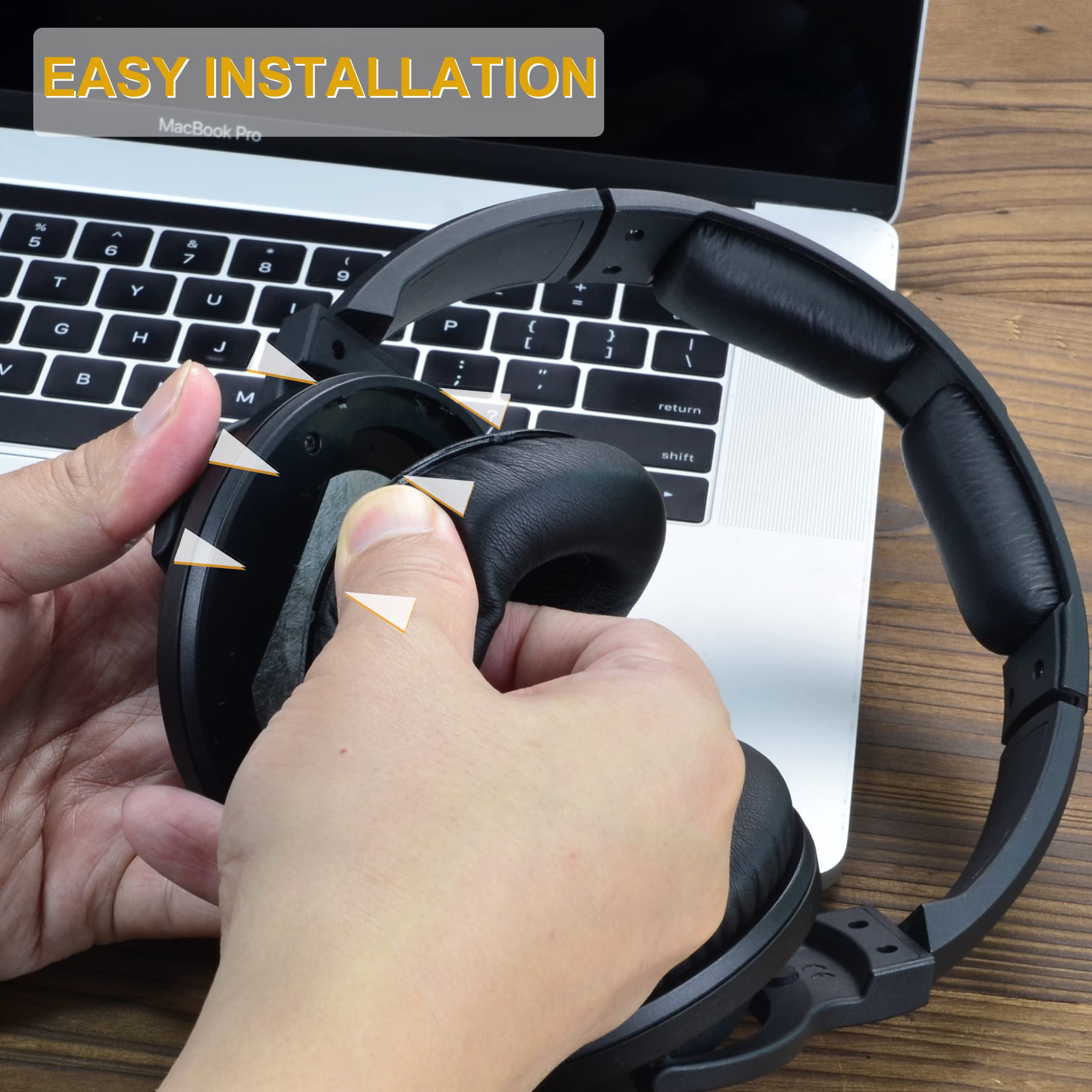 Cuscinetti Auricolari Di Ricambio Per Cuffie KRK KNS8400/KNS6400 - Pelle Proteica Nera - Foto 4