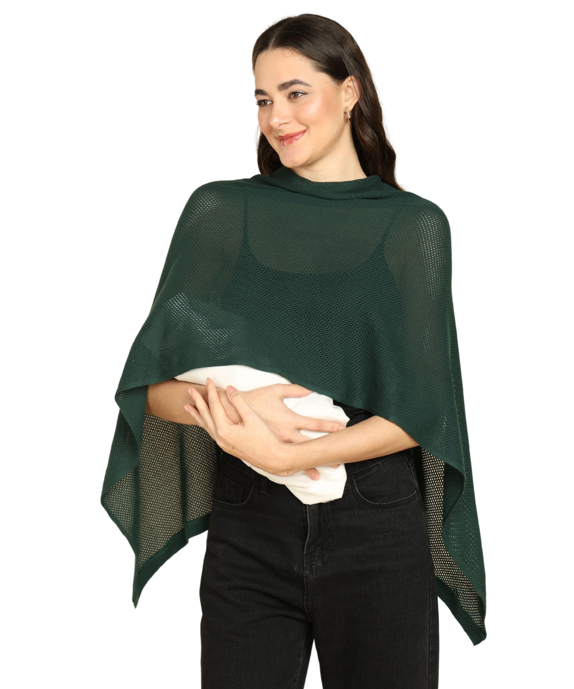 ZELENA Nursing Cover | Feeding Covers for Breastfeeding | Nursing Covers for Feeding Mom | Feeding Cover for Mother | Feeding Apron for Mom | Multi-Use | Breathable Cotton Fabric (Green)-image-21