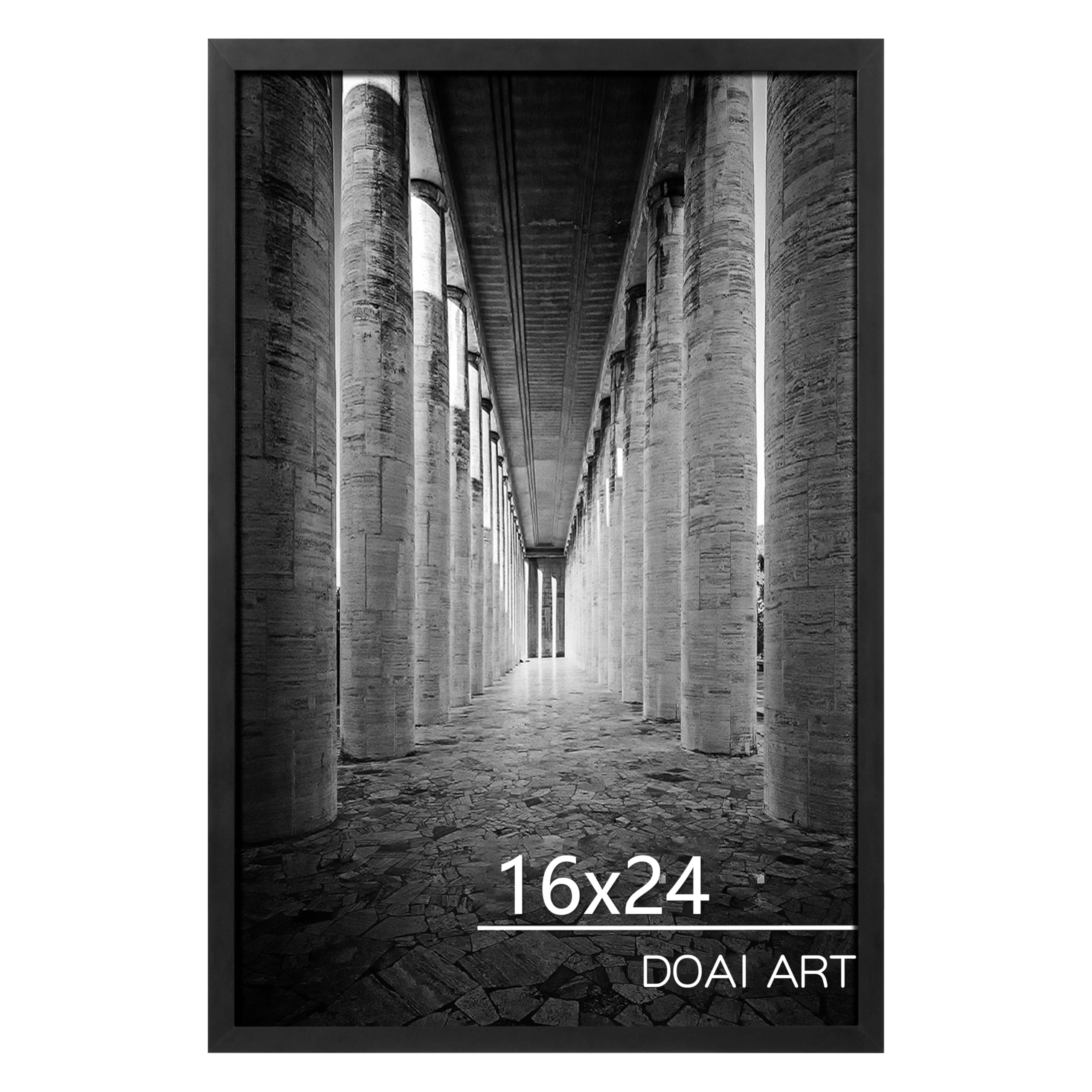 doai art 16x24 poster frame black, poster frames 16 x 24 inches or 16x24 picture frames with hd plexiglass for horizontal or vertical wall mounting, scratch-proof safe and artistic large photo frame