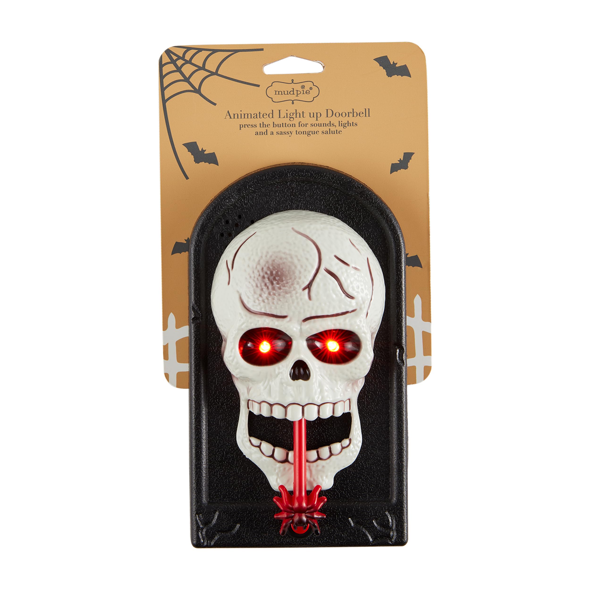 Sonnette lumineuse tête de mort Mud Pie de décoration d'Halloween