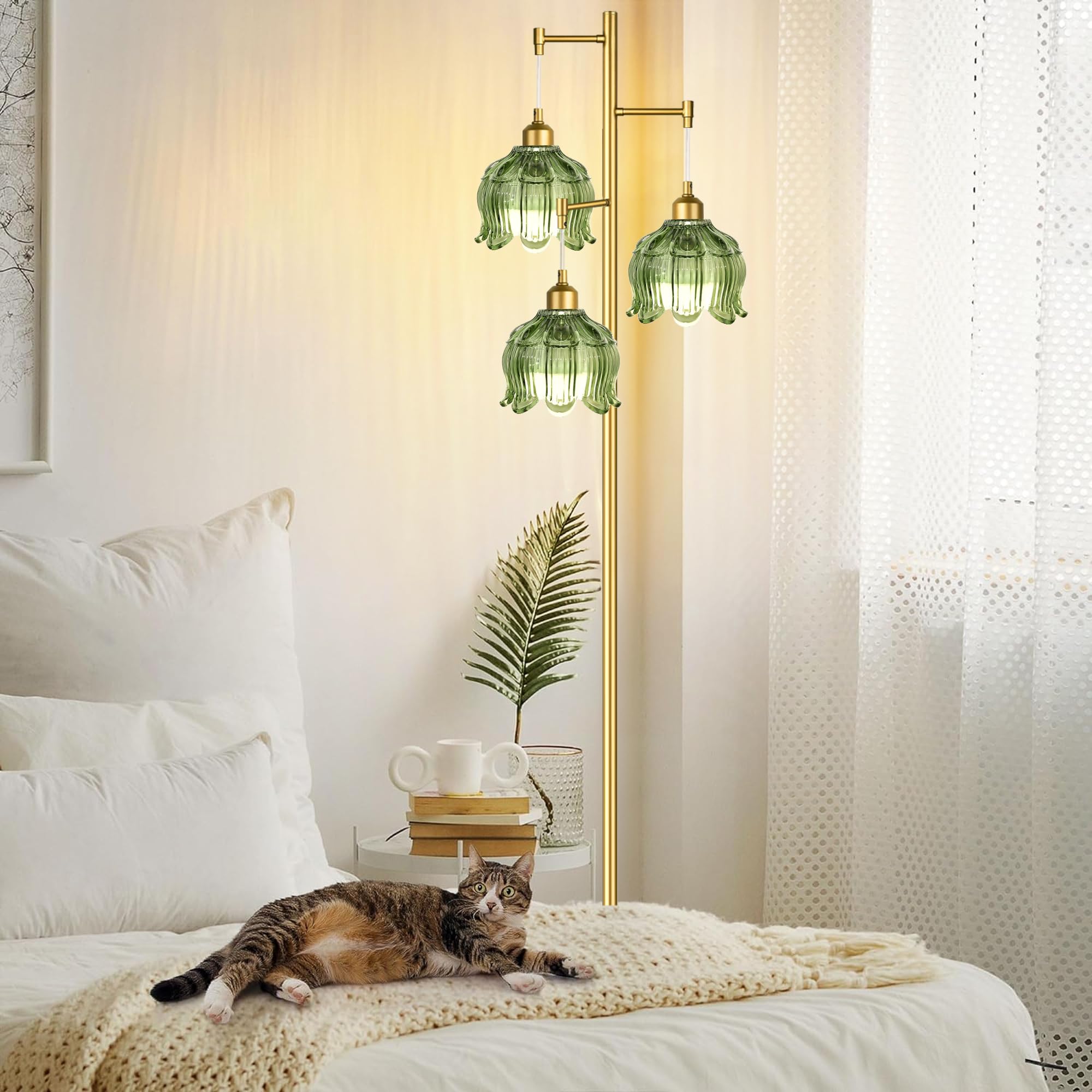 フロアスタンド Vintage 3Line Lamp byBenny Frandsen,1980 ZECOXOL Vintage Floor Lamps for Living Room Bedroom-3 Light Glass