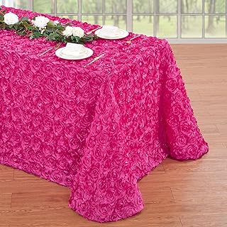 Fanqisi Party Hot Pink Table Cloth: 3D Floral Raised Rosettes Tablecloth...