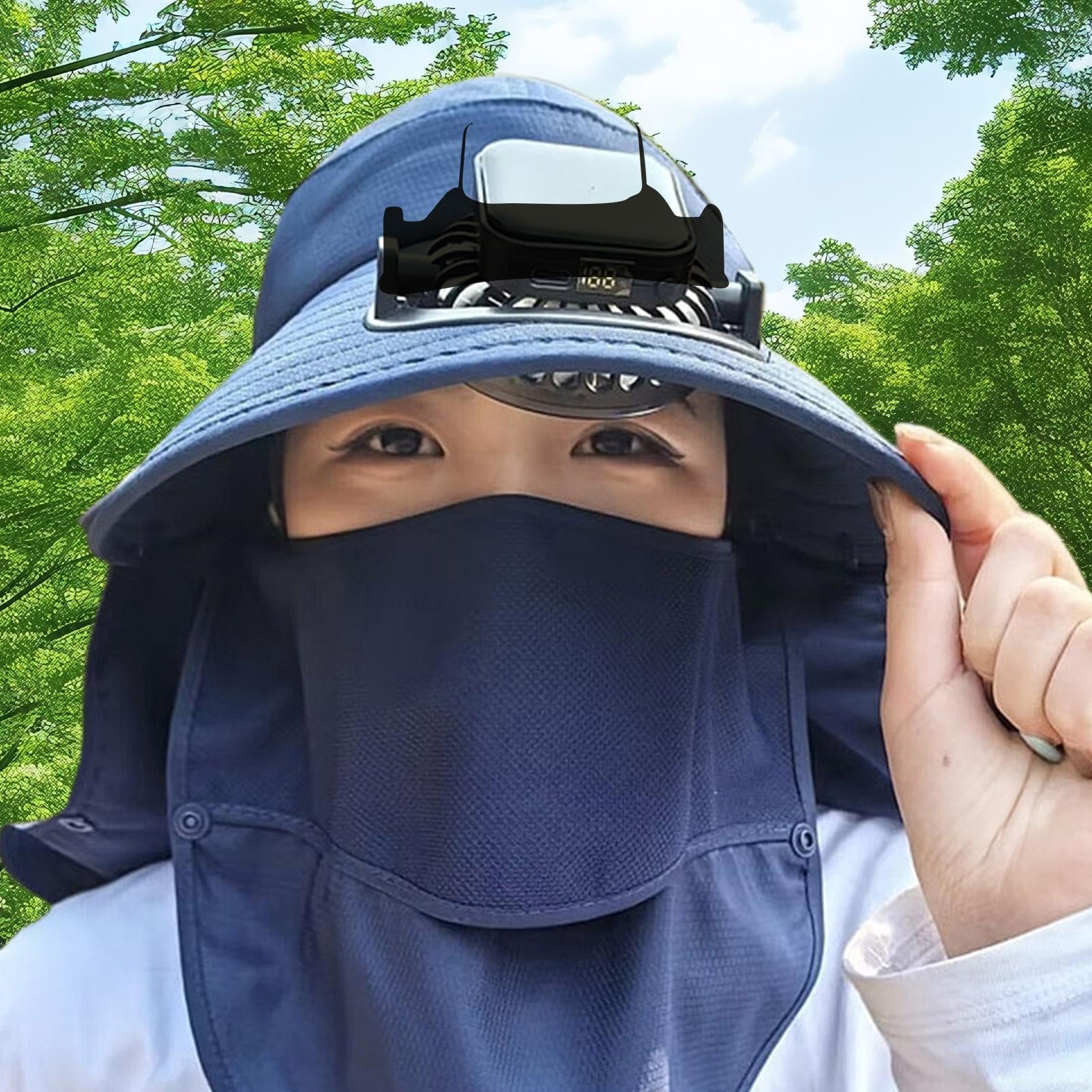 Cappello a ventaglio alimentato a energia solare, cappello da pesca, per escursionismo, campeggio, pesca, portatile, indossabile, con funzione di raffreddamento, per uomo e donna, per viaggi e